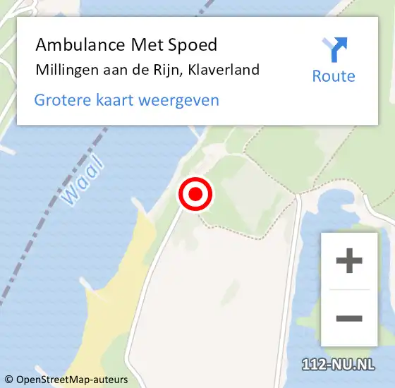 Locatie op kaart van de 112 melding: Ambulance Met Spoed Naar Millingen aan de Rijn, Klaverland op 21 juni 2015 14:02