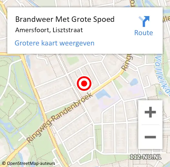 Locatie op kaart van de 112 melding: Brandweer Met Grote Spoed Naar Amersfoort, Lisztstraat op 21 juni 2015 16:02