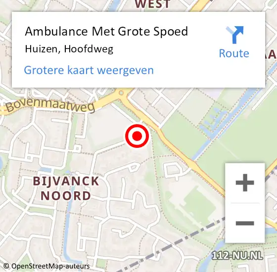 Locatie op kaart van de 112 melding: Ambulance Met Grote Spoed Naar Huizen, Hoofdweg op 21 juni 2015 16:03