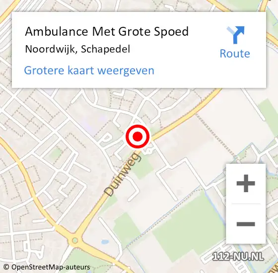 Locatie op kaart van de 112 melding: Ambulance Met Grote Spoed Naar Noordwijk, Schapedel op 21 juni 2015 16:13