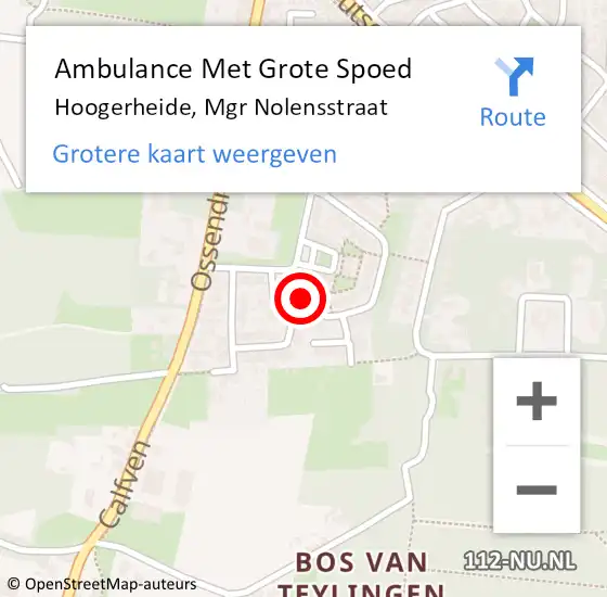 Locatie op kaart van de 112 melding: Ambulance Met Grote Spoed Naar Hoogerheide, Mgr Nolensstraat op 21 juni 2015 16:25