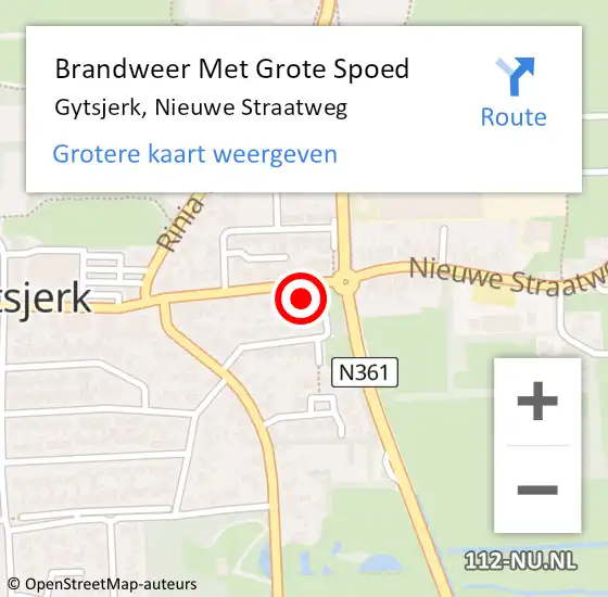 Locatie op kaart van de 112 melding: Brandweer Met Grote Spoed Naar Gytsjerk, Nieuwe Straatweg op 11 november 2013 17:13