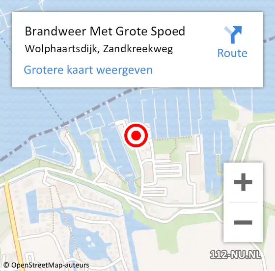 Locatie op kaart van de 112 melding: Brandweer Met Grote Spoed Naar Wolphaartsdijk, Zandkreekweg op 21 juni 2015 18:12