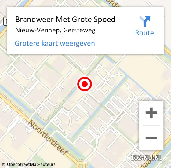 Locatie op kaart van de 112 melding: Brandweer Met Grote Spoed Naar Nieuw-Vennep, Gersteweg op 21 juni 2015 19:11