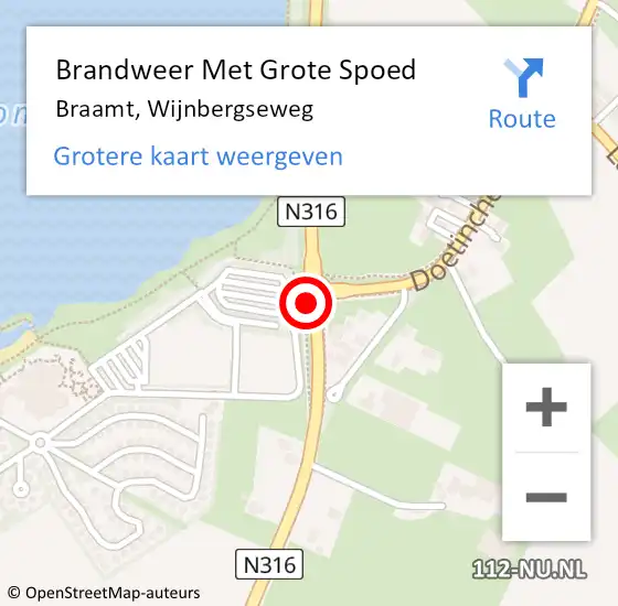 Locatie op kaart van de 112 melding: Brandweer Met Grote Spoed Naar Braamt, Wijnbergseweg op 21 juni 2015 19:13