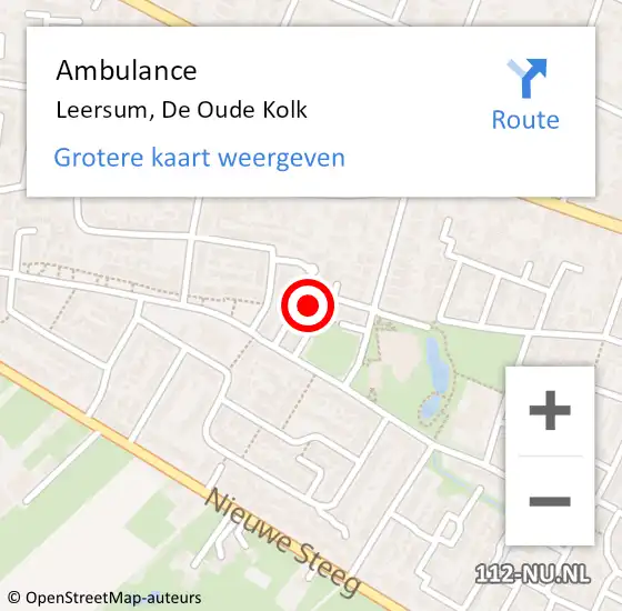 Locatie op kaart van de 112 melding: Ambulance Leersum, De Oude Kolk op 21 juni 2015 20:00