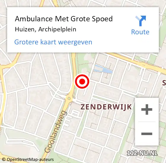 Locatie op kaart van de 112 melding: Ambulance Met Grote Spoed Naar Huizen, Archipelplein op 21 juni 2015 20:53