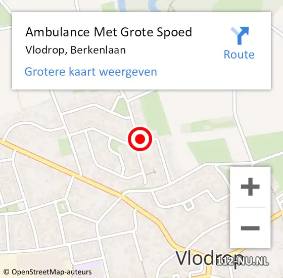 Locatie op kaart van de 112 melding: Ambulance Met Grote Spoed Naar Vlodrop, Berkenlaan op 21 juni 2015 21:07