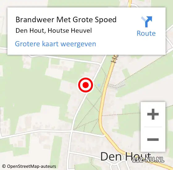 Locatie op kaart van de 112 melding: Brandweer Met Grote Spoed Naar Den Hout, Houtse Heuvel op 21 juni 2015 21:16