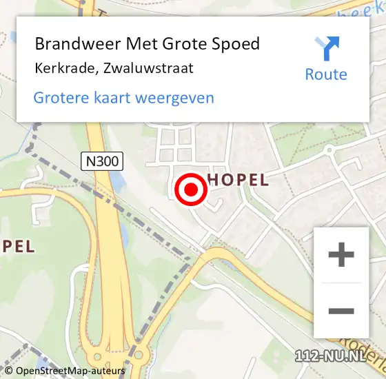 Locatie op kaart van de 112 melding: Brandweer Met Grote Spoed Naar Kerkrade, Zwaluwstraat op 21 juni 2015 22:03