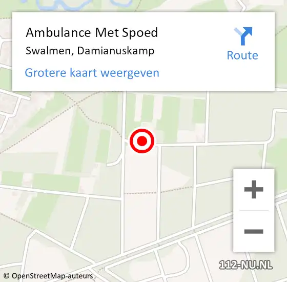 Locatie op kaart van de 112 melding: Ambulance Met Spoed Naar Swalmen, Damianuskamp op 21 juni 2015 22:49