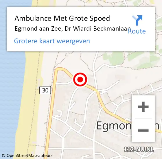 Locatie op kaart van de 112 melding: Ambulance Met Grote Spoed Naar Egmond aan Zee, Dr Wiardi Beckmanlaan op 21 juni 2015 23:06