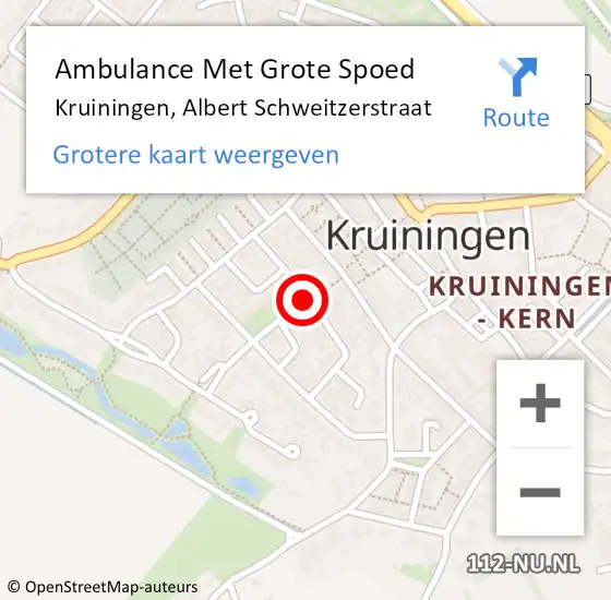 Locatie op kaart van de 112 melding: Ambulance Met Grote Spoed Naar Kruiningen, Albert Schweitzerstraat op 21 juni 2015 23:57