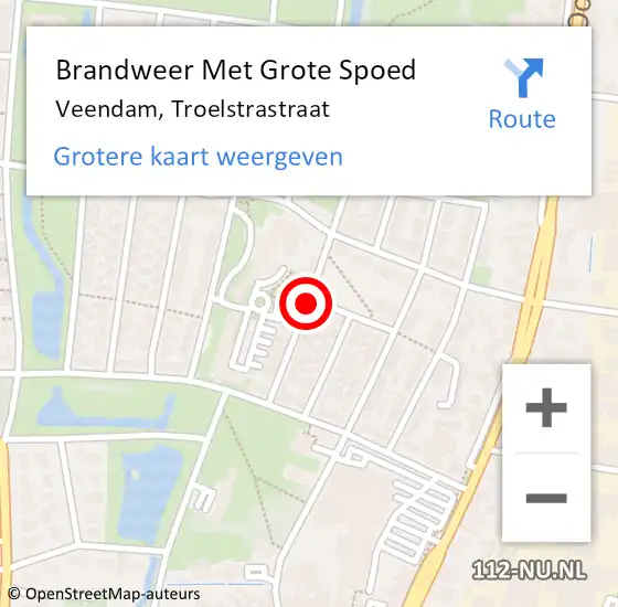 Locatie op kaart van de 112 melding: Brandweer Met Grote Spoed Naar Veendam, Troelstrastraat op 22 juni 2015 04:43