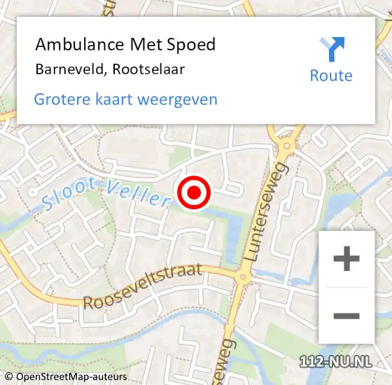 Locatie op kaart van de 112 melding: Ambulance Met Spoed Naar Barneveld, Rootselaar op 22 juni 2015 06:57