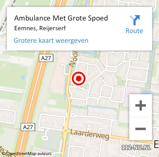 Locatie op kaart van de 112 melding: Ambulance Met Grote Spoed Naar Eemnes, Reijerserf op 22 juni 2015 07:07