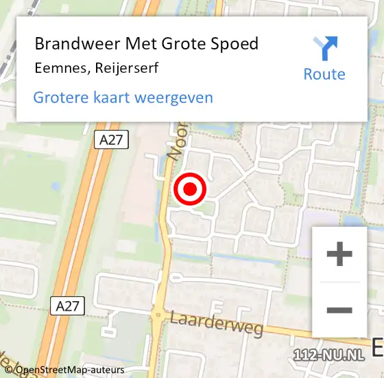 Locatie op kaart van de 112 melding: Brandweer Met Grote Spoed Naar Eemnes, Reijerserf op 22 juni 2015 07:24