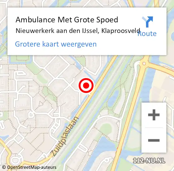 Locatie op kaart van de 112 melding: Ambulance Met Grote Spoed Naar Nieuwerkerk aan den IJssel, Klaproosveld op 22 juni 2015 07:42