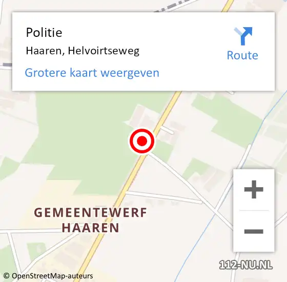 Locatie op kaart van de 112 melding: Politie Haaren, Helvoirtseweg op 22 juni 2015 08:26