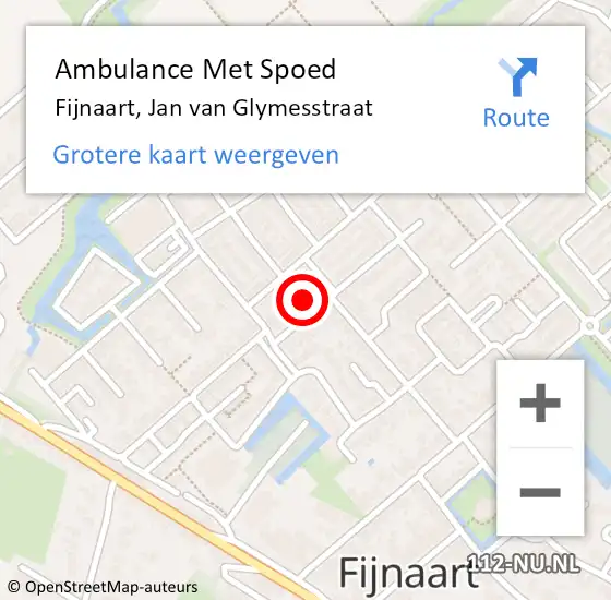 Locatie op kaart van de 112 melding: Ambulance Met Spoed Naar Fijnaart, Jan van Glymesstraat op 22 juni 2015 08:29
