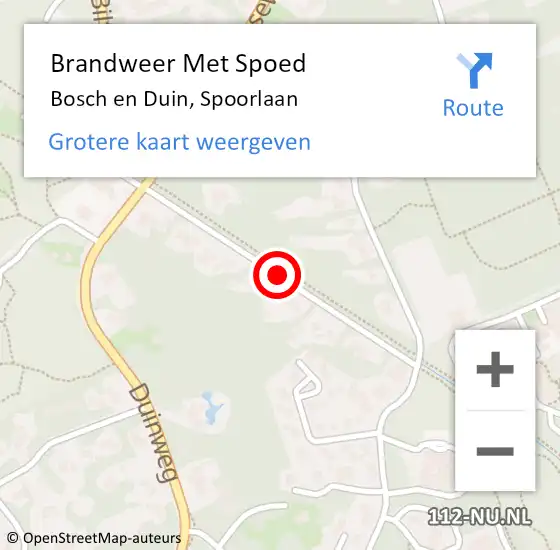 Locatie op kaart van de 112 melding: Brandweer Met Spoed Naar Bosch en Duin, Spoorlaan op 22 juni 2015 08:36