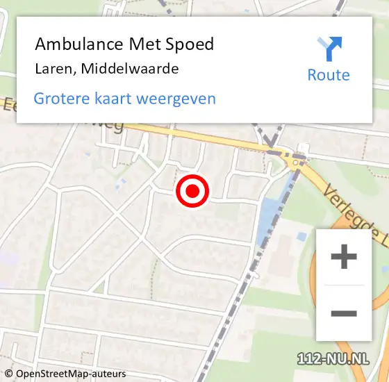 Locatie op kaart van de 112 melding: Ambulance Met Spoed Naar Laren, Middelwaarde op 22 juni 2015 08:43