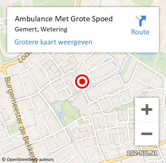 Locatie op kaart van de 112 melding: Ambulance Met Grote Spoed Naar Gemert, Wetering op 22 juni 2015 08:59