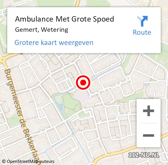 Locatie op kaart van de 112 melding: Ambulance Met Grote Spoed Naar Gemert, Wetering op 22 juni 2015 08:59