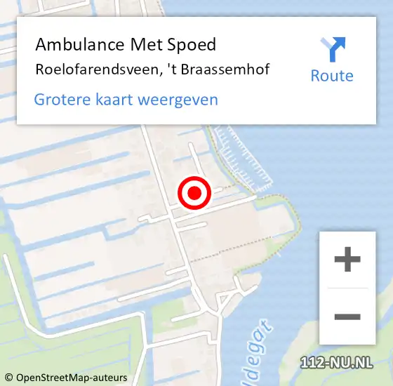 Locatie op kaart van de 112 melding: Ambulance Met Spoed Naar Roelofarendsveen, 't Braassemhof op 22 juni 2015 09:03