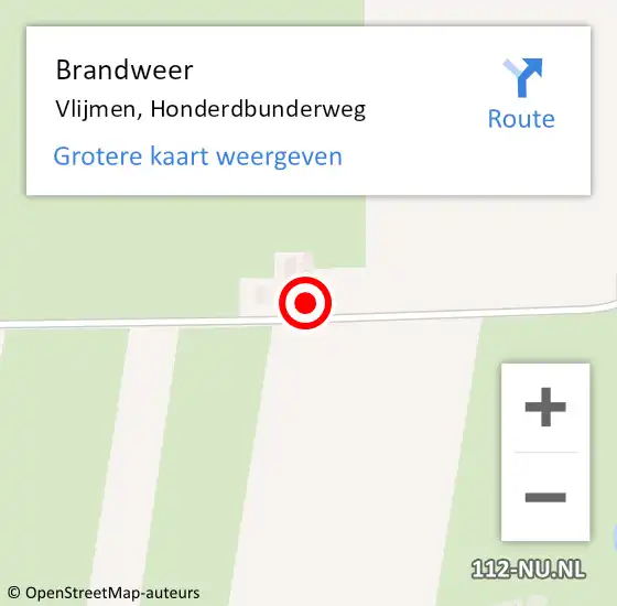 Locatie op kaart van de 112 melding: Brandweer Vlijmen, Honderdbunderweg op 11 november 2013 18:02