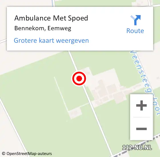 Locatie op kaart van de 112 melding: Ambulance Met Spoed Naar Bennekom, Eemweg op 22 juni 2015 09:46