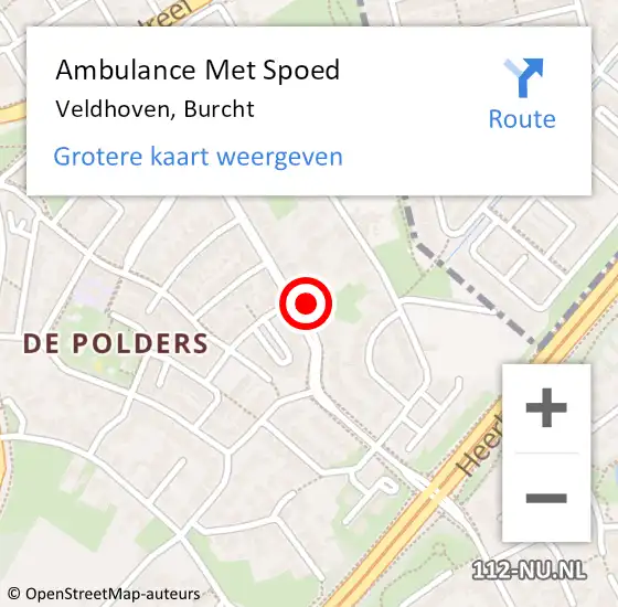 Locatie op kaart van de 112 melding: Ambulance Met Spoed Naar Veldhoven, Burcht op 22 juni 2015 11:29