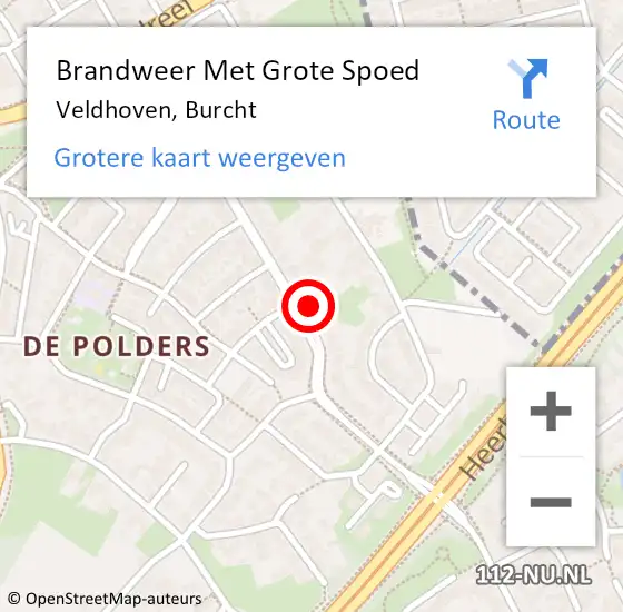 Locatie op kaart van de 112 melding: Brandweer Met Grote Spoed Naar Veldhoven, Burcht op 22 juni 2015 11:31