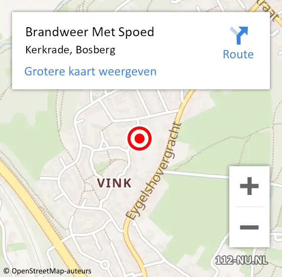 Locatie op kaart van de 112 melding: Brandweer Met Spoed Naar Kerkrade, Bosberg op 22 juni 2015 11:48