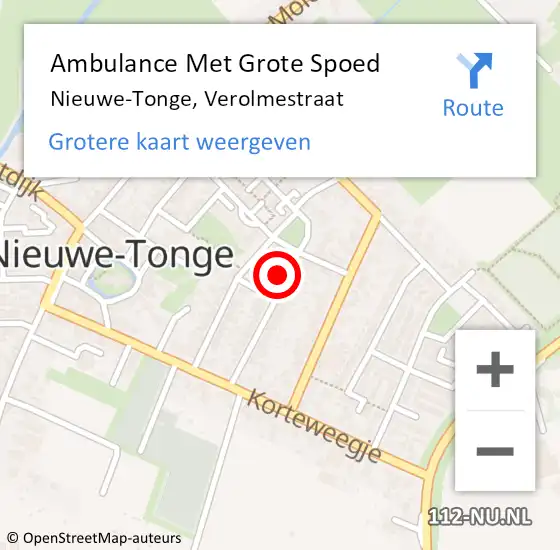 Locatie op kaart van de 112 melding: Ambulance Met Grote Spoed Naar Nieuwe-Tonge, Verolmestraat op 22 juni 2015 12:09