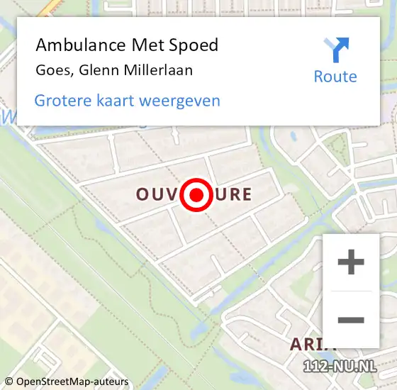 Locatie op kaart van de 112 melding: Ambulance Met Spoed Naar Goes, Glenn Millerlaan op 22 juni 2015 12:12