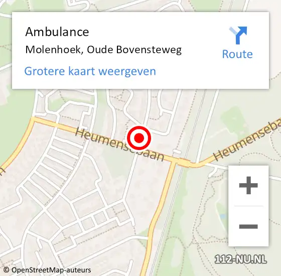 Locatie op kaart van de 112 melding: Ambulance Molenhoek, Oude Bovensteweg op 22 juni 2015 13:05