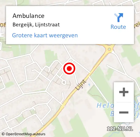 Locatie op kaart van de 112 melding: Ambulance Bergeijk, Lijntstraat op 22 juni 2015 15:03