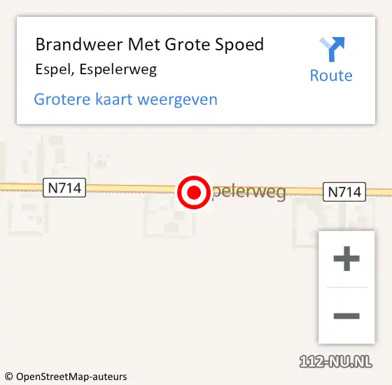 Locatie op kaart van de 112 melding: Brandweer Met Grote Spoed Naar Espel, Espelerweg op 22 juni 2015 15:03