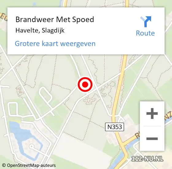 Locatie op kaart van de 112 melding: Brandweer Met Spoed Naar Havelte, Slagdijk op 12 september 2013 14:25