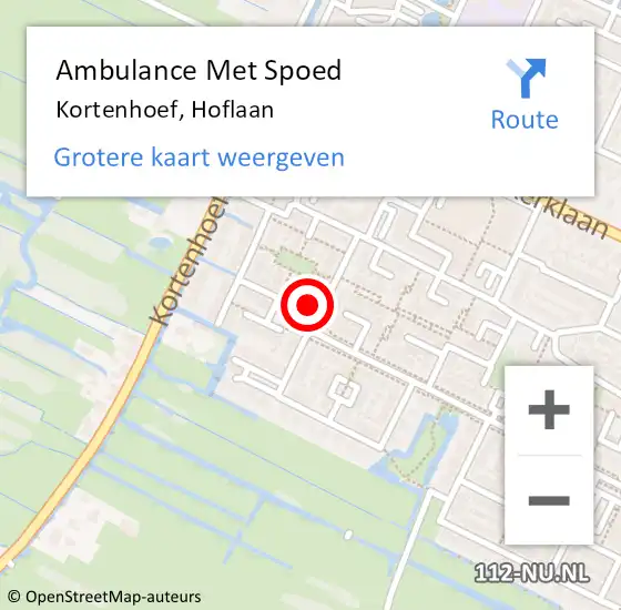 Locatie op kaart van de 112 melding: Ambulance Met Spoed Naar Kortenhoef, Hoflaan op 22 juni 2015 15:58