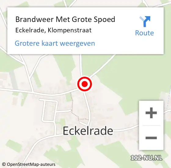 Locatie op kaart van de 112 melding: Brandweer Met Grote Spoed Naar Eckelrade, Klompenstraat op 22 juni 2015 17:18