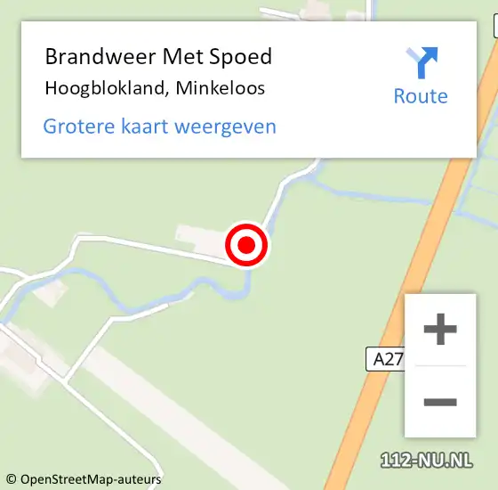 Locatie op kaart van de 112 melding: Brandweer Met Spoed Naar Hoogblokland, Minkeloos op 22 juni 2015 17:18