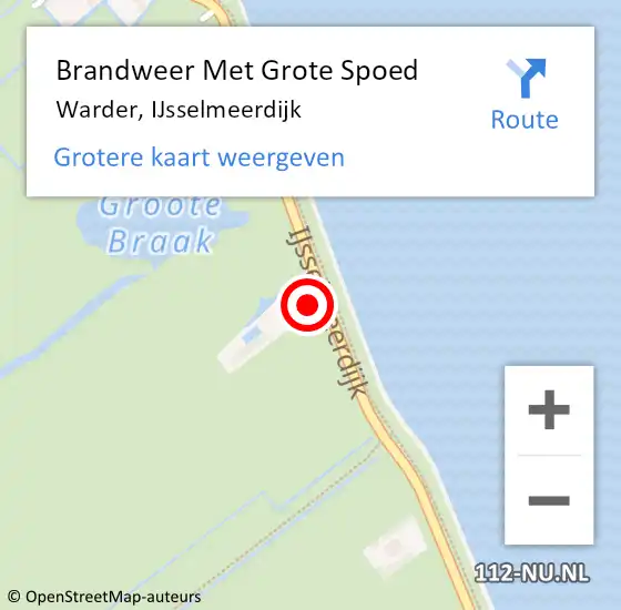 Locatie op kaart van de 112 melding: Brandweer Met Grote Spoed Naar Warder, IJsselmeerdijk op 12 september 2013 14:26