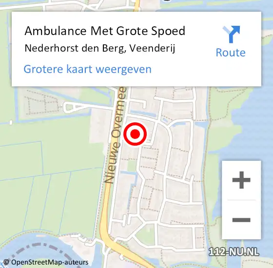 Locatie op kaart van de 112 melding: Ambulance Met Grote Spoed Naar Nederhorst den Berg, Veenderij op 22 juni 2015 17:47