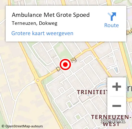 Locatie op kaart van de 112 melding: Ambulance Met Grote Spoed Naar Terneuzen, Dokweg op 22 juni 2015 18:07