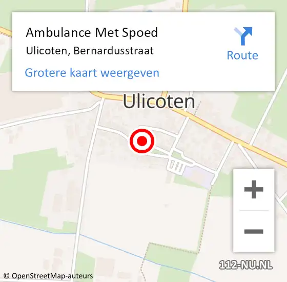 Locatie op kaart van de 112 melding: Ambulance Met Spoed Naar Ulicoten, Bernardusstraat op 22 juni 2015 18:37