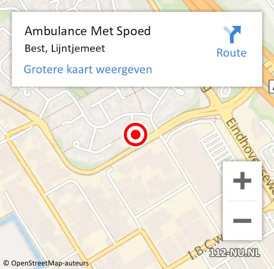 Locatie op kaart van de 112 melding: Ambulance Met Spoed Naar Best, Lijntjemeet op 22 juni 2015 19:02