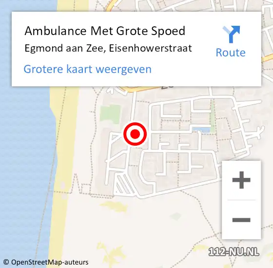 Locatie op kaart van de 112 melding: Ambulance Met Grote Spoed Naar Egmond aan Zee, Eisenhowerstraat op 22 juni 2015 21:21