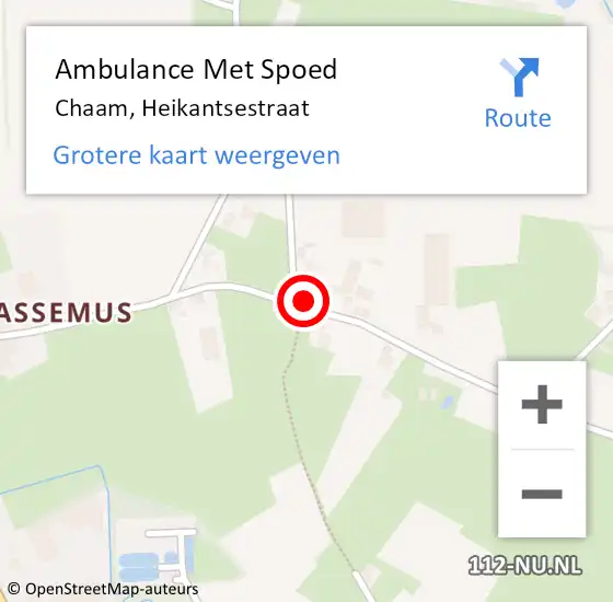 Locatie op kaart van de 112 melding: Ambulance Met Spoed Naar Chaam, Heikantsestraat op 22 juni 2015 21:49